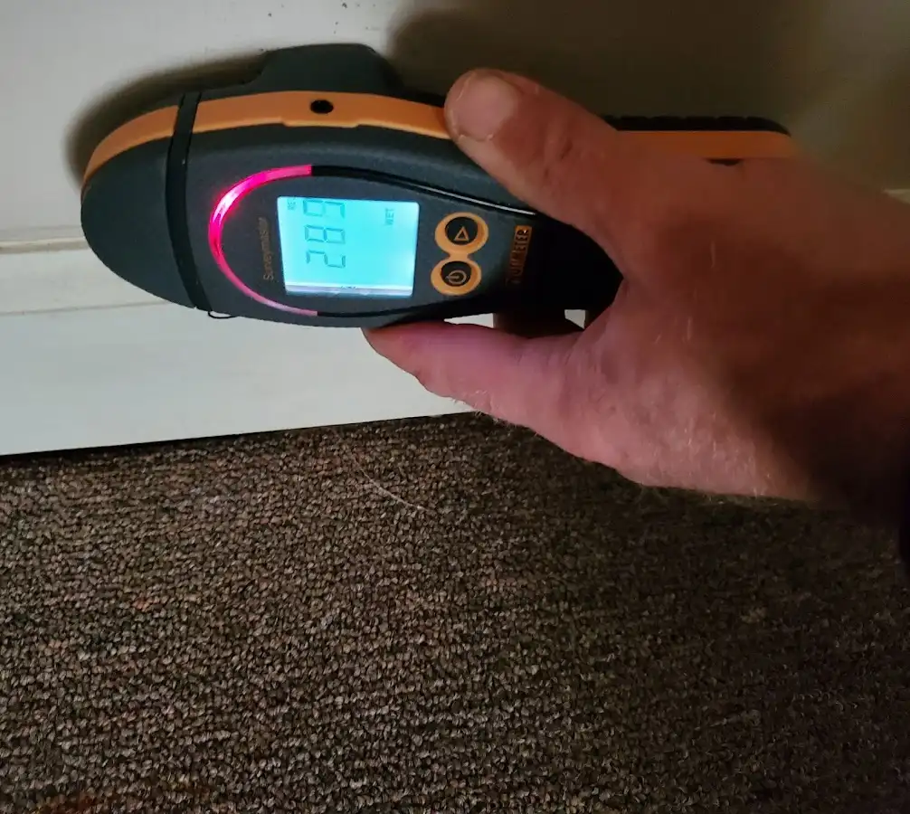 Moisture detection at baseboard during Mold Inspection & Testing in Gaithersburg